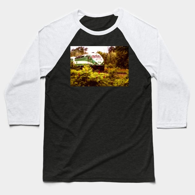 Go Train On Tracks 5 Baseball T-Shirt by Robert Alsop